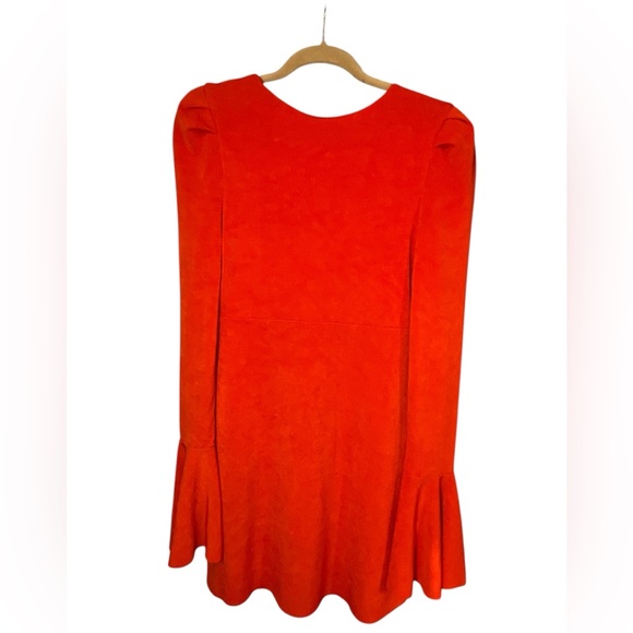 Free People Talk About It Coral Long-sleeve Mini Dress Flare Sleeves Size M - Picture 3 of 12